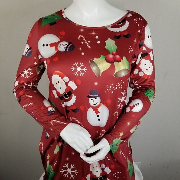 Festive Long Sleeve Holiday Mini Dress Size XL - Picture 3 of 8